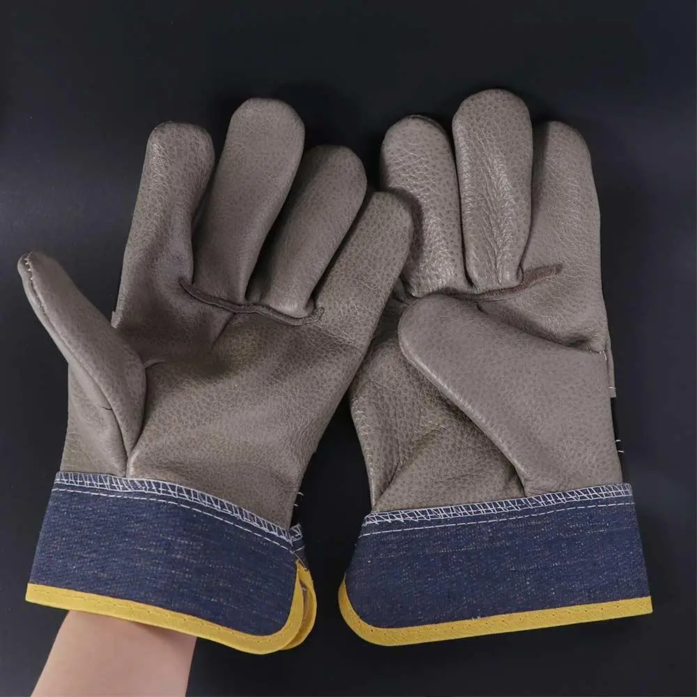 

1 пара сварочных перчаток из износостойкой воловьей кожи, утолщенные термостойкие кожаные рабочие перчатки, удобные, устойчивые к проколам