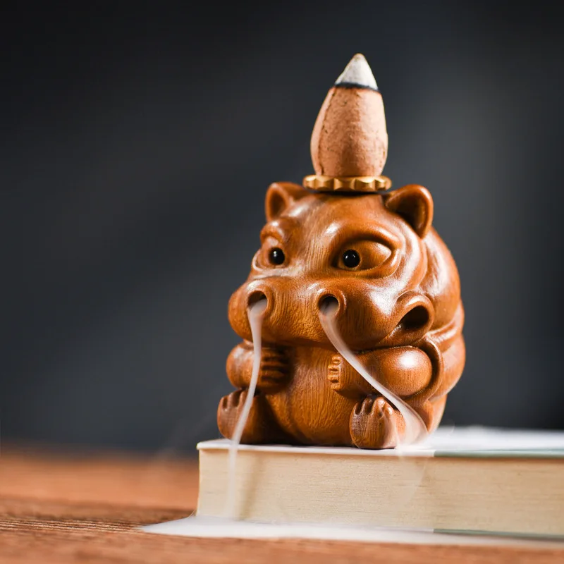 

Solid Wood Creative Cute Hippopotamus Desktop Incense Gift Decoration Mavericks Are So Angry Backflow Burner Green Sandalwood