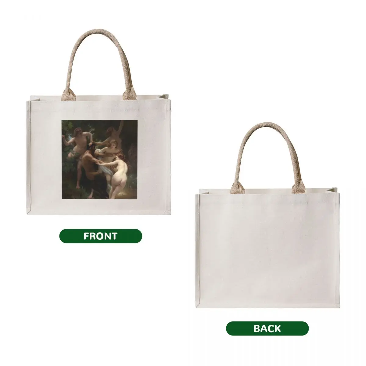 Nymphs and Satyr, by William Bouguereau. Tote Bag Lady bags woman shopping bag shoping bag tote