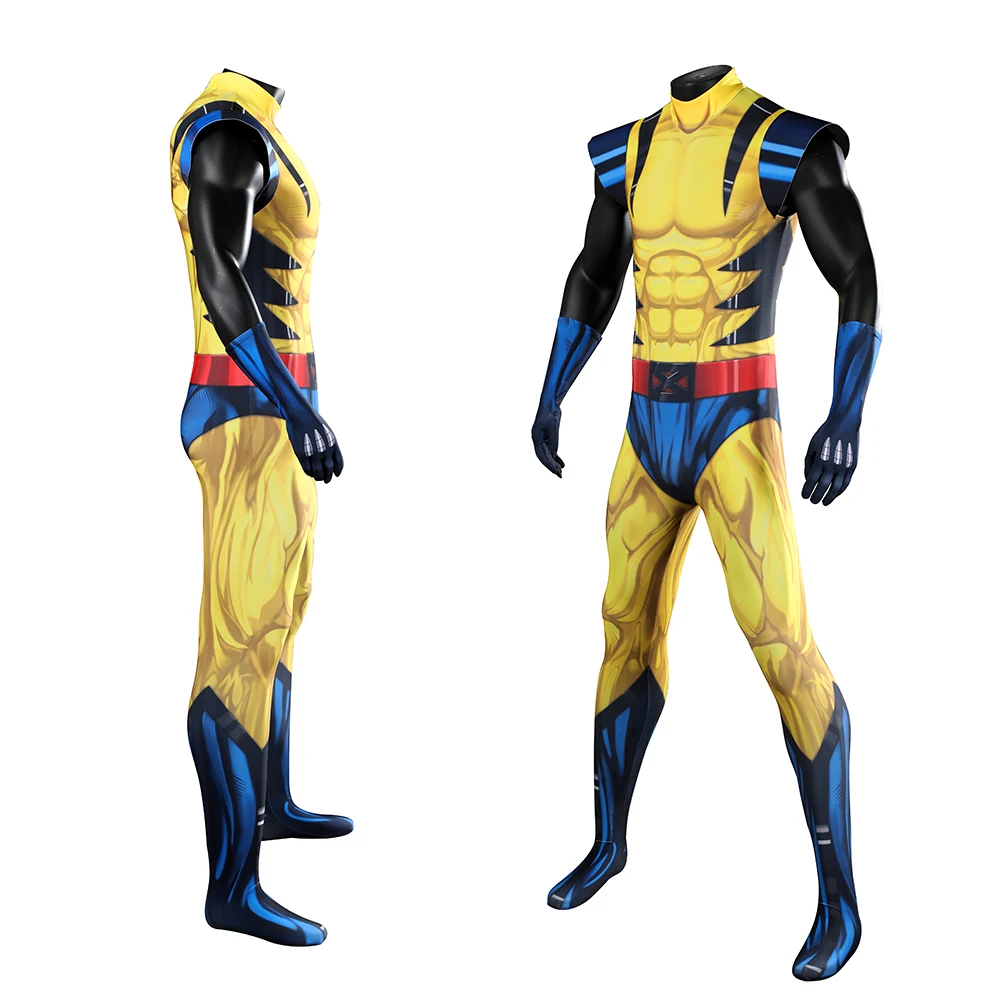 Anime X-Men 97 Wolverine Cosplay Costume James Howlett Jumpsuit Shoulder Armor Set 3D Printing Zentai Bodysuit Halloween Outfit