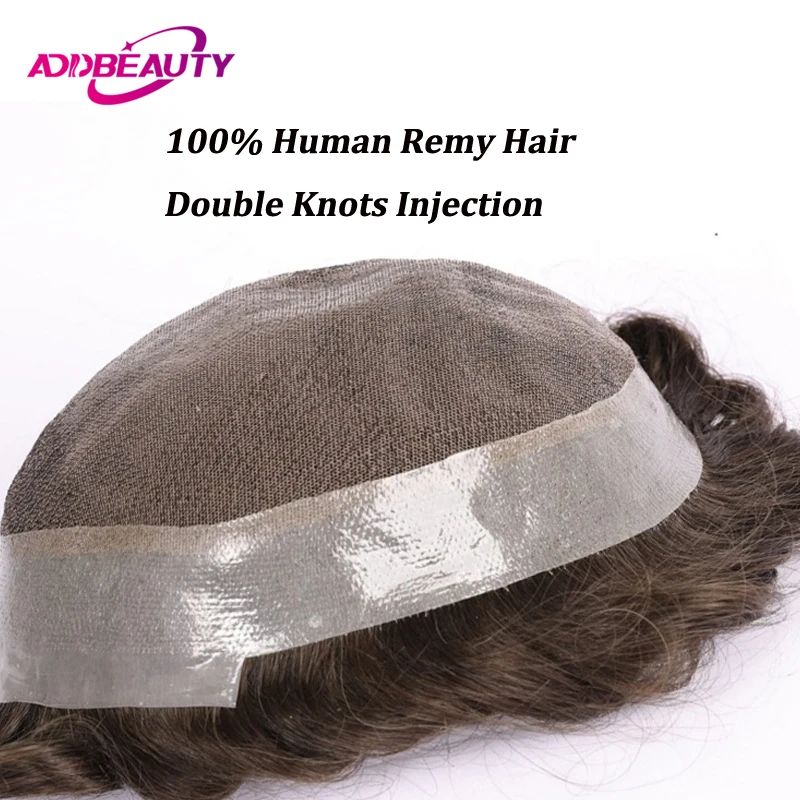 Curly Men's Capillary Prosthesis 100% Real Human Hair System Replacement Swiss Lace PU Man Toupee Water Curly Hair Prosthesis