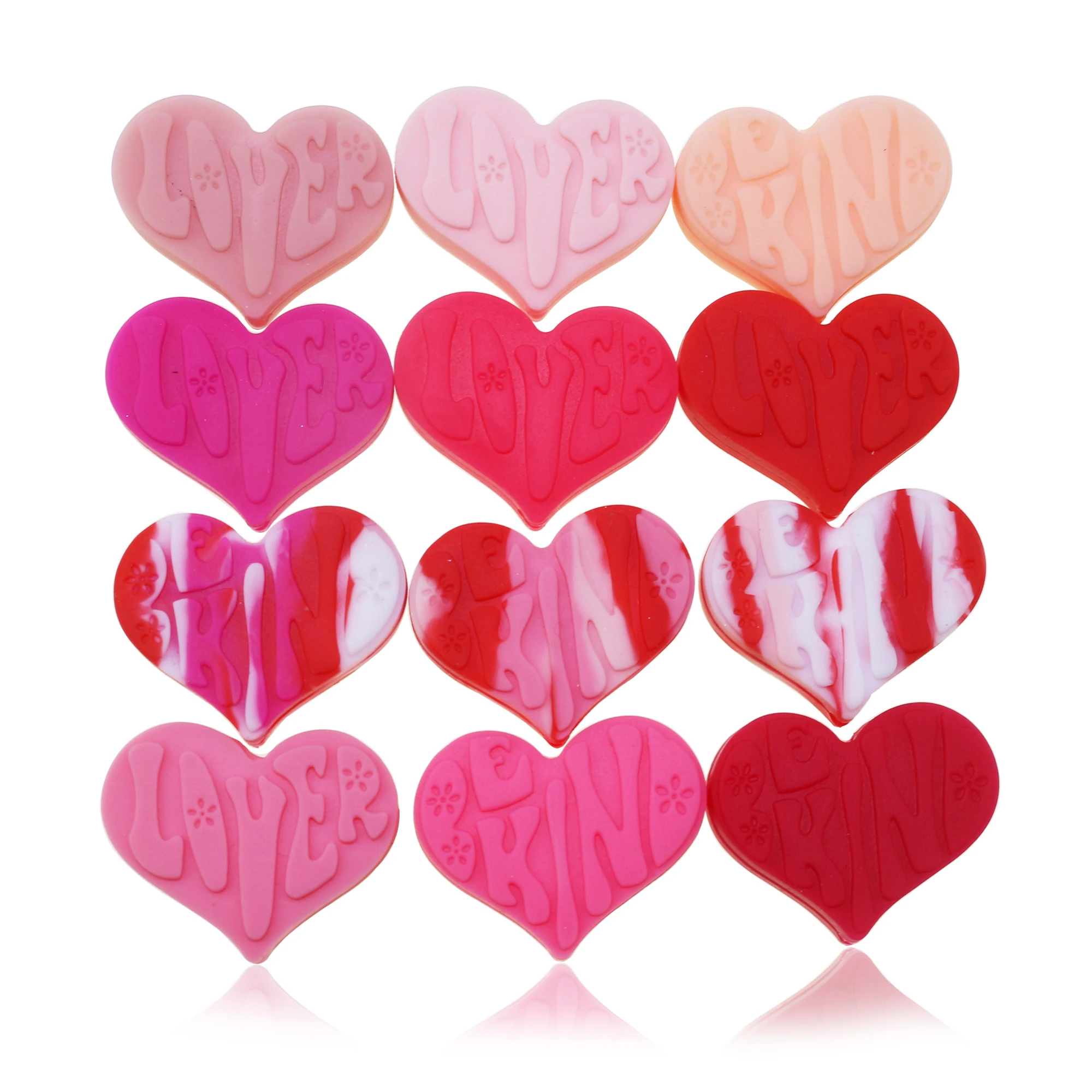 10Pcs New Heart Print Silicone Beads Style Focal Bead For Jewelry Making DIY Jewelry Bracelet Mobile Phone Chain Pen Accessories