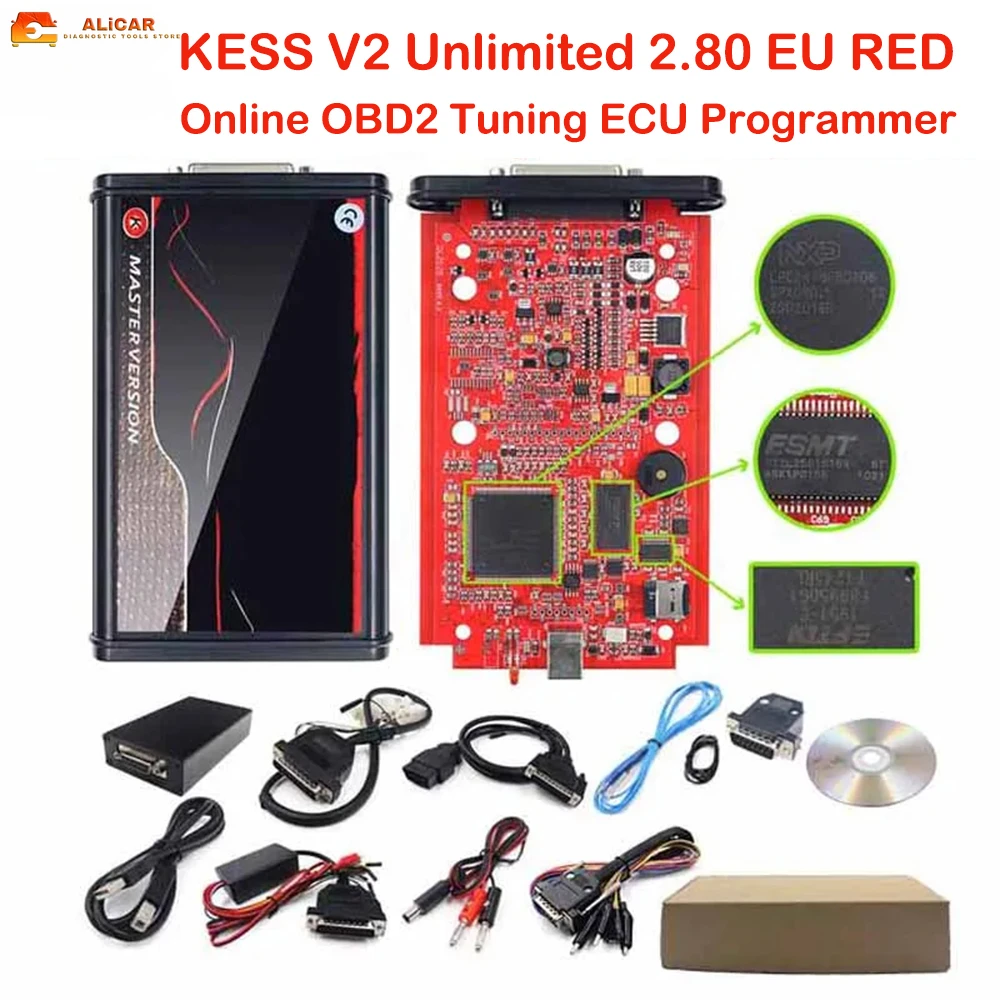 

Car Accessory For KESS V5.017 Online V2 v2.80 Chip Tuning Red Pcb Ecu Tuning Programming Tool Power Upgrade Tools Repair Parts