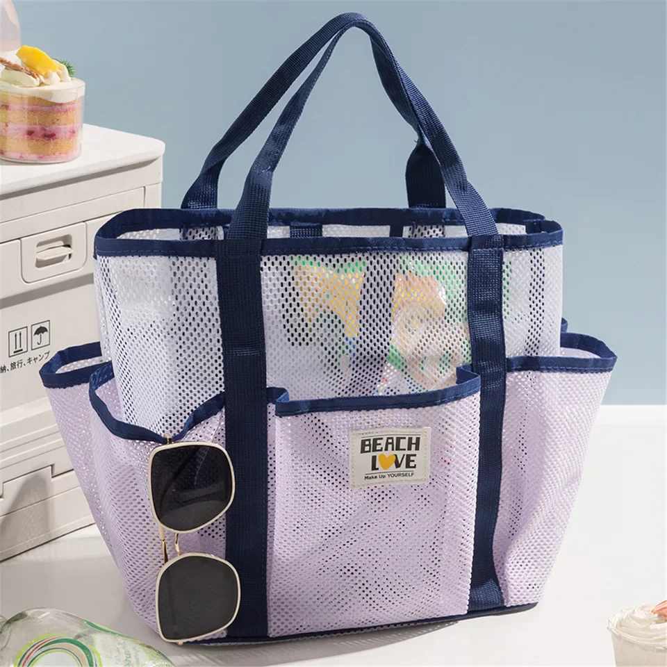 

Multi Pocket Beach Bag Large Mesh Tote Travel Organizer Wash Bag Waterproof Drying Pouch for Swimming Toiletries