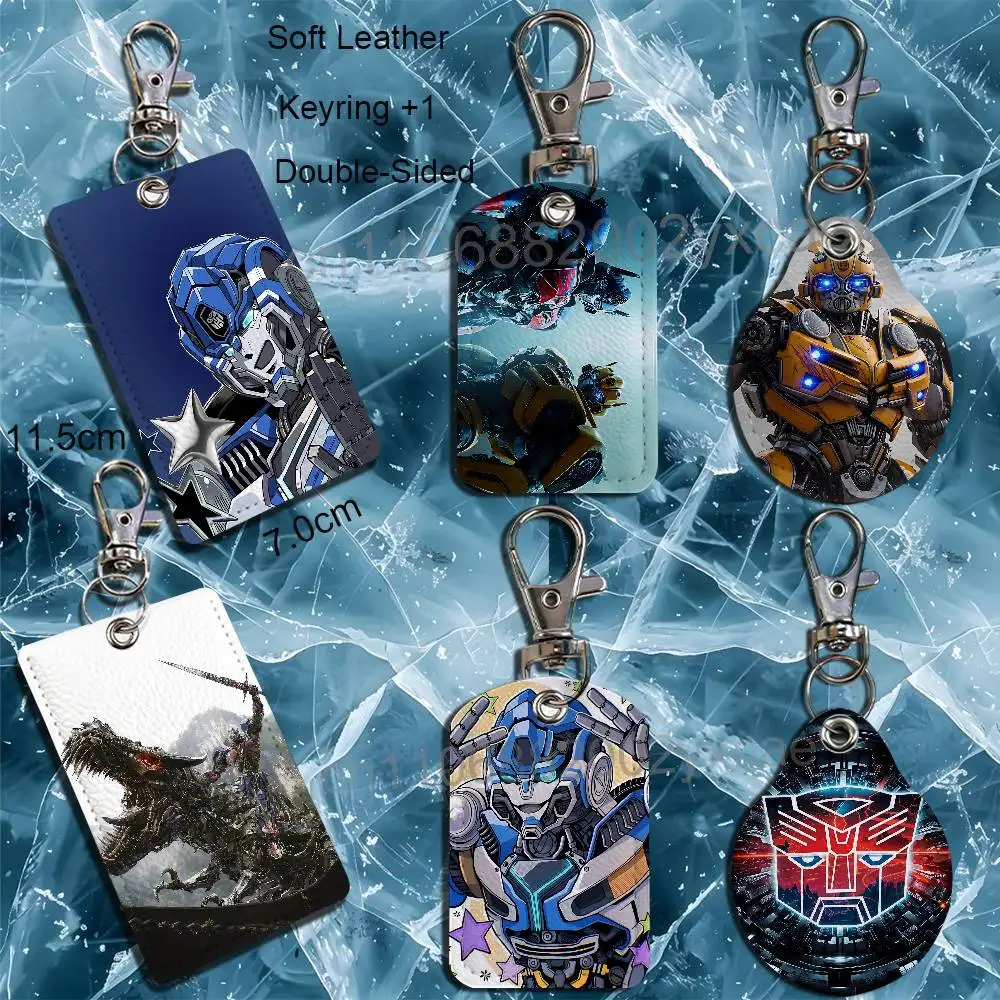 Mirage Bumblebee Transformers Leather Card Holder with Exquisite Keychain purpose Case for Metro ID Access Control Card Badge