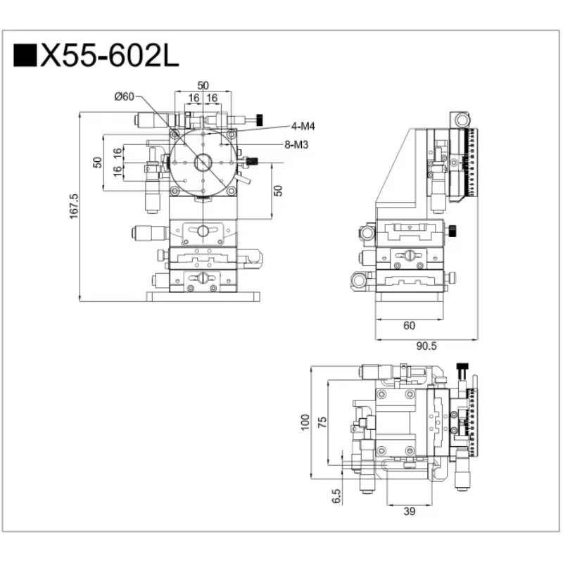 5-Axis Linear Motion Control Manual Crossed Roller Positioning Stage with Rotation 1-Year Warranty