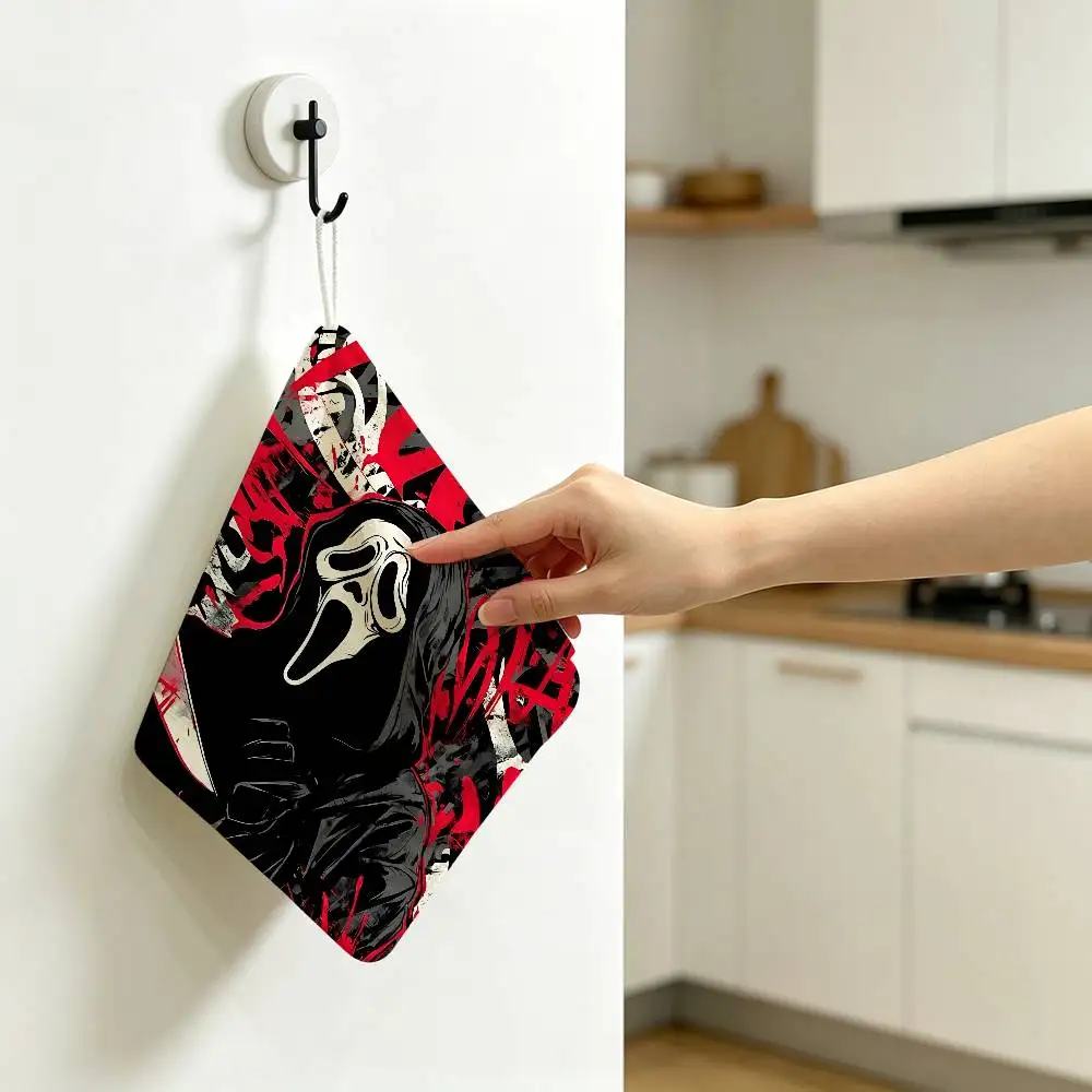 S-SCREAMS Horror Movie Polyester Cotton Hanging Hand Towel, Super Absorbent Hand Wiping Towel for Daily Household Use