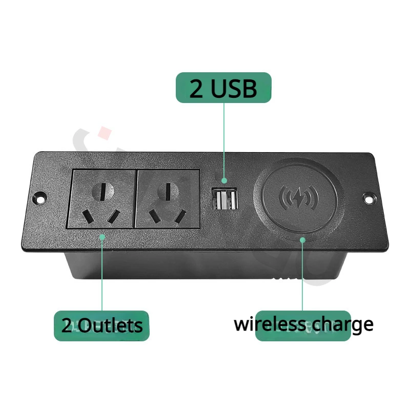 Imagem -04 - Mesa au Escondida Sockets Elétrica Escondido Soquete Desktop Preto Soquete Desktop Tomadas de Carga sem Fio 12w ac 110250v 3500w 13a