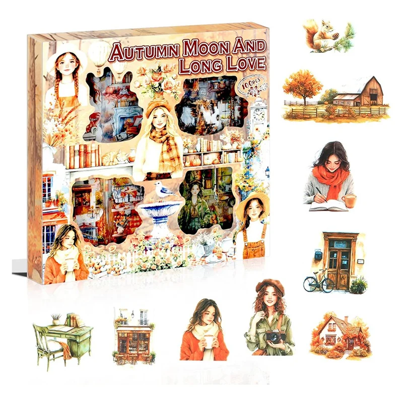 

-Вересень для принадлежностей для скрапбукинга, 428 шт., летние наклейки для скрапбукинга, 100 листов, прозрачные наклейки для журналов с пейзажами из ПЭТ, осень