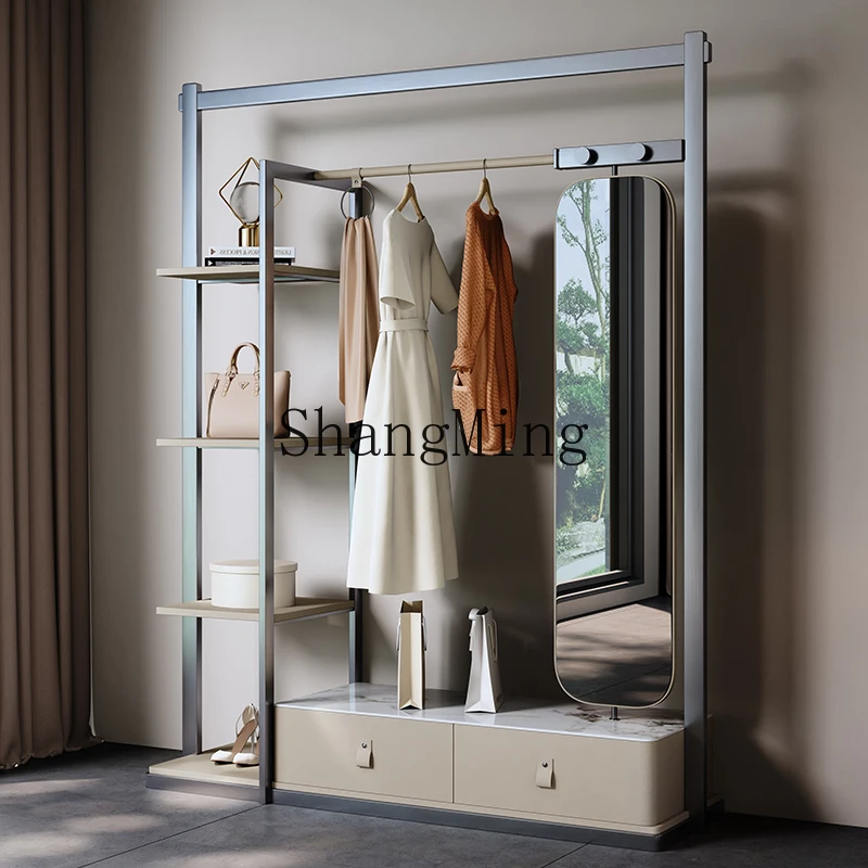 

CL Dresser Cabinet Coat Rack Dressing Mirror Bedroom Integrated High-End Light Storage Rack Clothes Rack with Mirror
