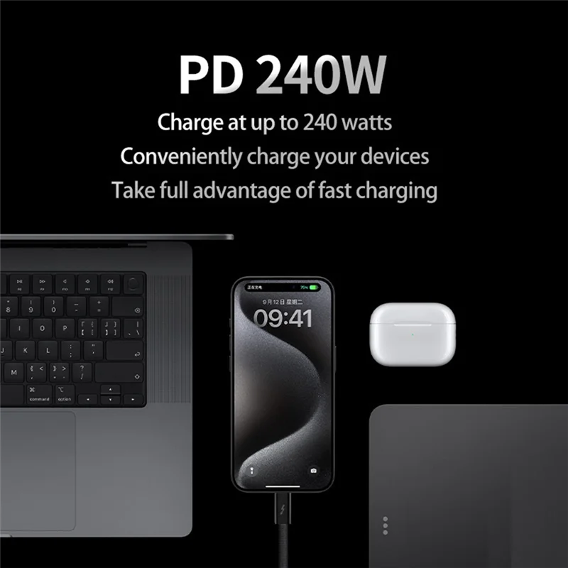 

Для Thunderbolt 4 40 Гбит/с Кабель 8K60 Гц USB4 USB Type C к Type C PD240W Кабель для быстрой зарядки USB-C для передачи данных для Iphone 15 1,8 м Прочный