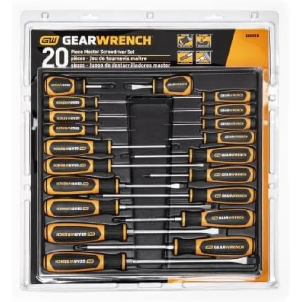 Juego de destornilladores Torx y ranurados Phillips de doble material de 20 piezas