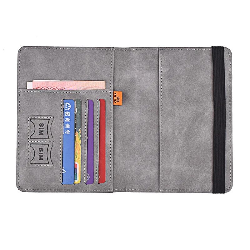 Women Men RFID Vintage Business Passport Covers Holder Multi-Function ID Bank Card PU Leather Wallet Case Travel Accessories