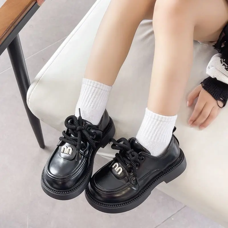 

Girls Vintage British Style Soft Sole Loafers 2026 Spring Autumn New Kids Fashion Casual Leather Shoes