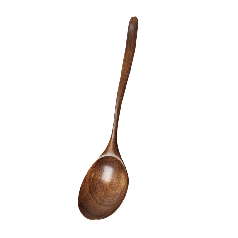 Natural Hardwood Long Handle Spoon for Daily Cooking Smooth Texture and Build Perfect for Soups and Stews 3 Pack