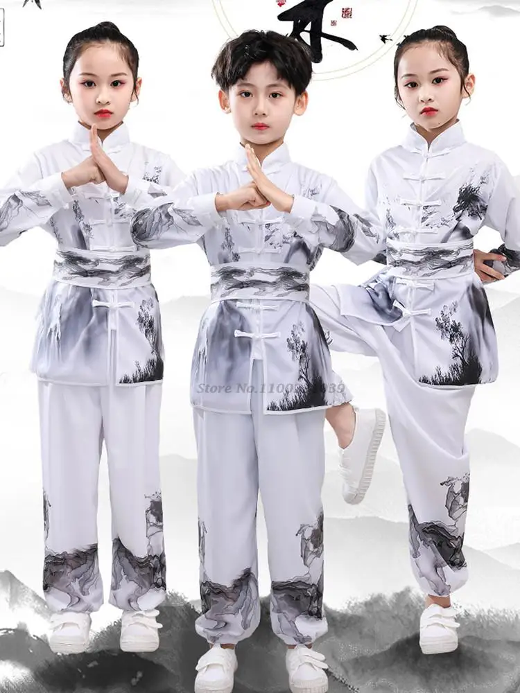 

2024 chinese traditional costume for children kids wushu suit kung fu tai chi uniform martial arts performance exercise clothes