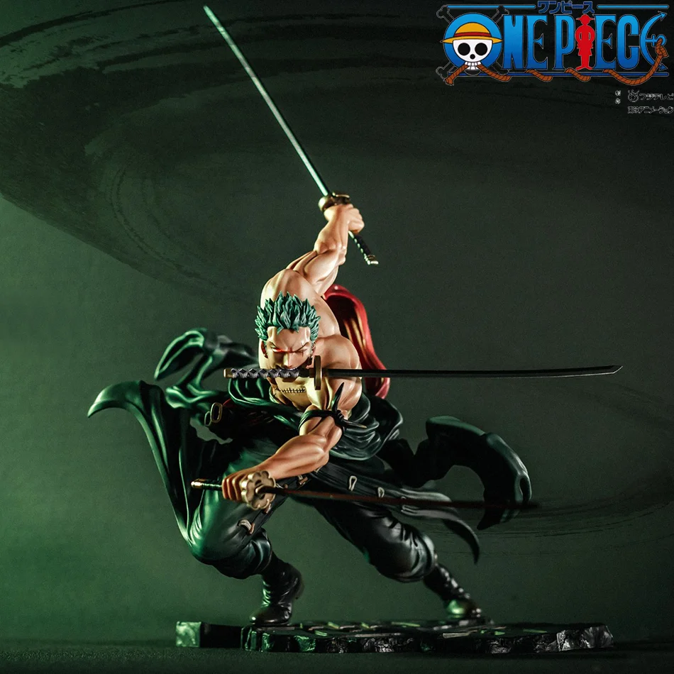 10CM One Piece Anime Actionfigur Roronoa Zoro Dreischwert-Stil Dachszene PVC Sammlermodell Statue Spielzeug Geschenk