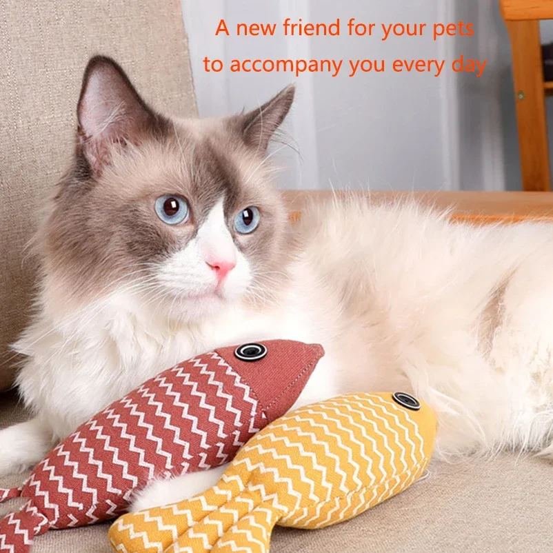 1pc Linen Simulation Fish Cat Chew Toy Pillow Pet Puppet Bite Resistant Teeth Cleaning Supplies for Cats Dogs Puppy Kittens