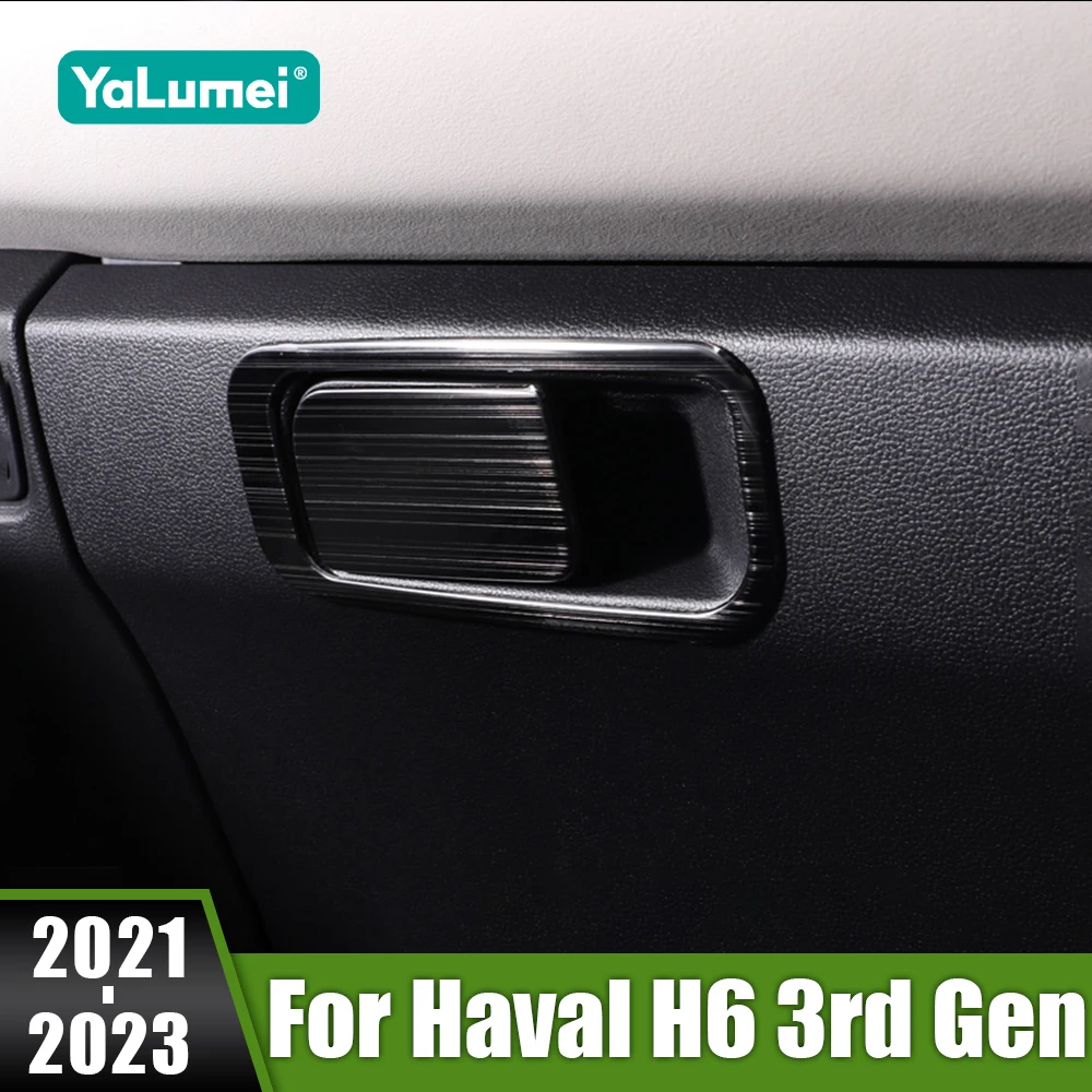 

For Haval H6 3rd Gen 2021 2022 2023 GT DHT-PHEV Car Co-Pilot Storage Glove Box Handle Frame Sequins Cover Trim Decore Stickers