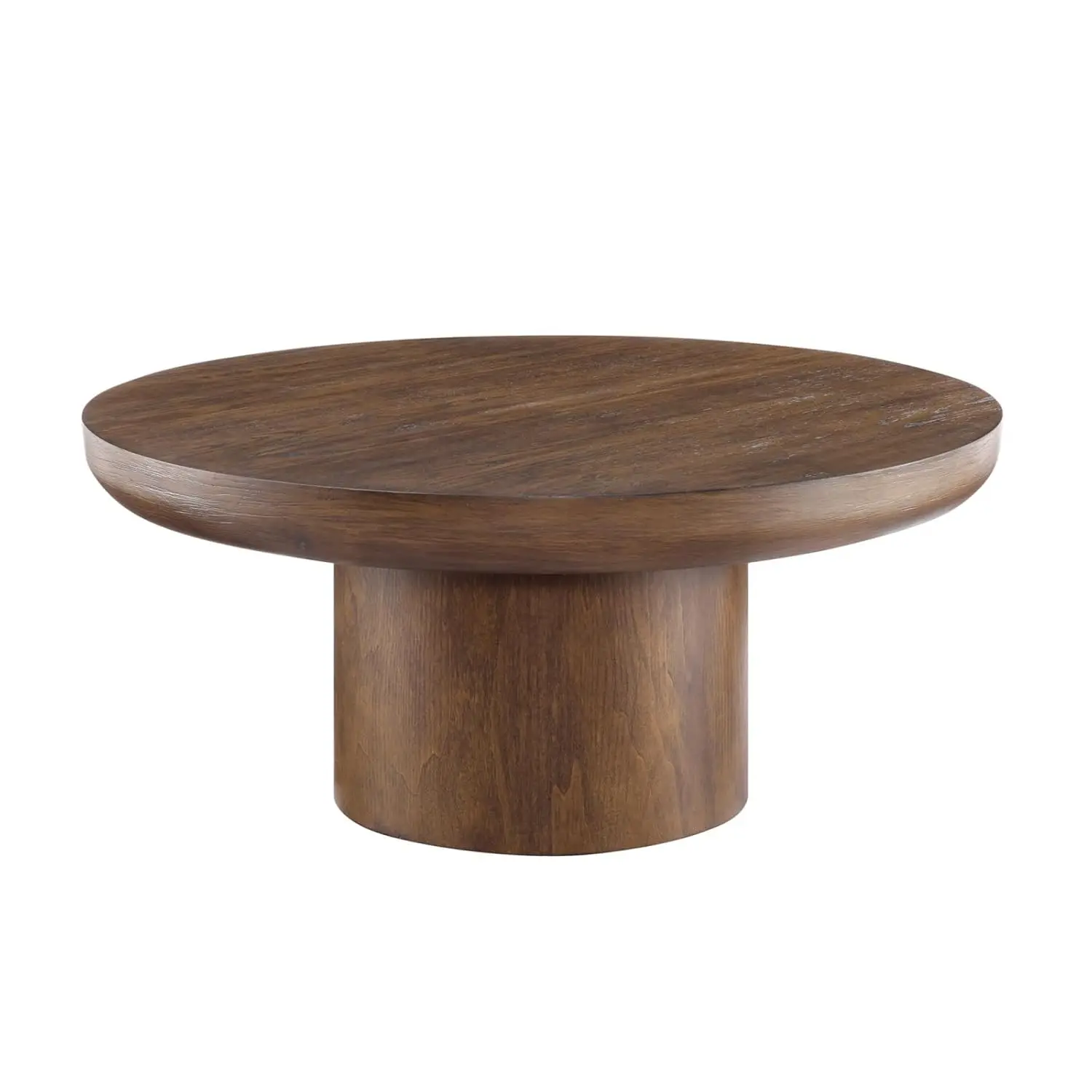 35.98 Inch Round Coffee Table, Wood Pedestal Accent Circle Coffee Table, Rounded Sofa Side Table For Living Room, Customized