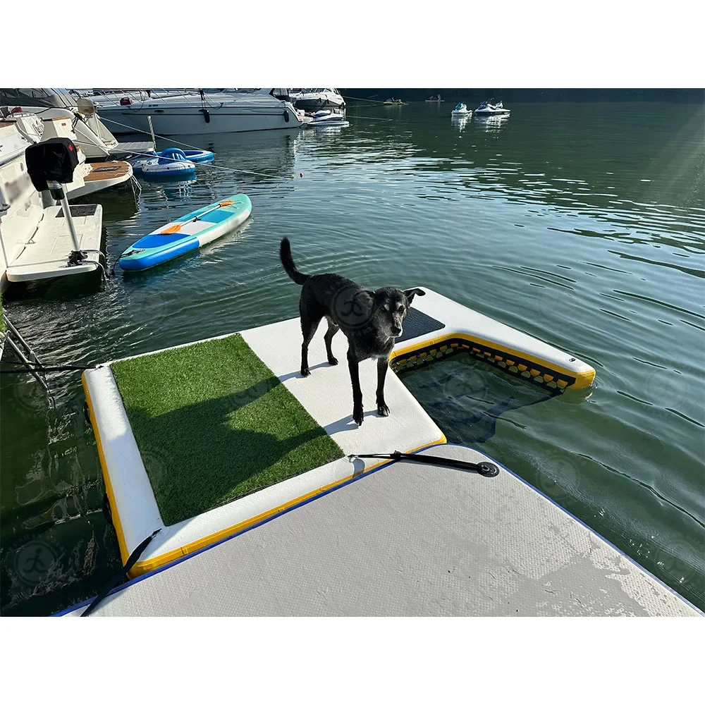 Drop Stitch Inflatable Dog Beach & Ramp Inflatable Pup Plank Floating Ramp Ladder for Pets