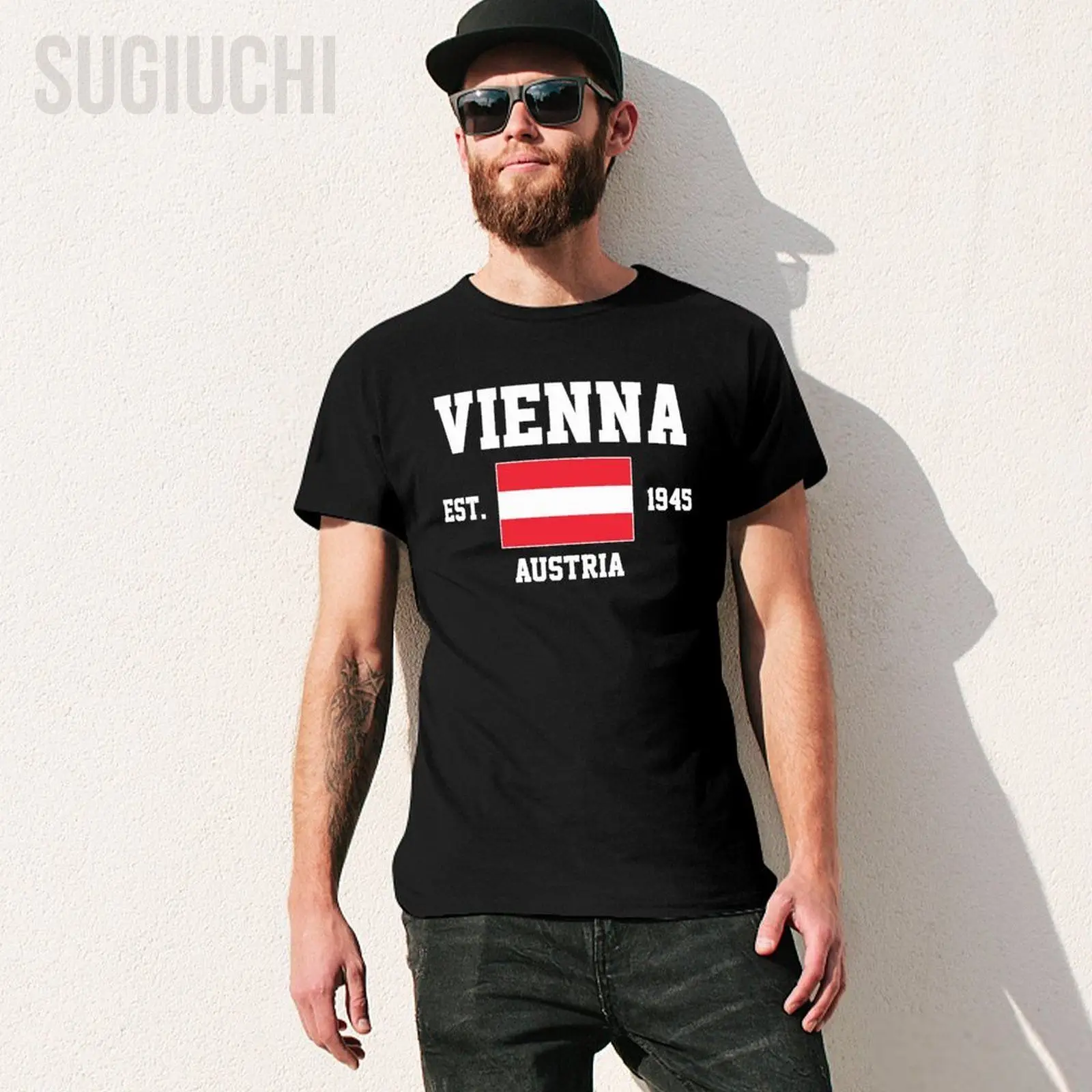 Flag of Austria EST.1945 Vienna Men Tshirt Tees T-Shirt O-neck T Shirts Women Boys Clothing 100% Cotton