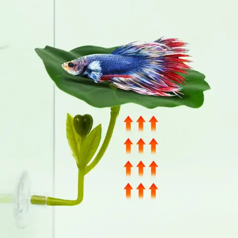 Betta 물고기 스트레스를위한 1 pc 녹색 잎 해먹 물고기 탱크 가짜 식물 장식을위한 흡입 컵과 수족관 안전 장식 감소