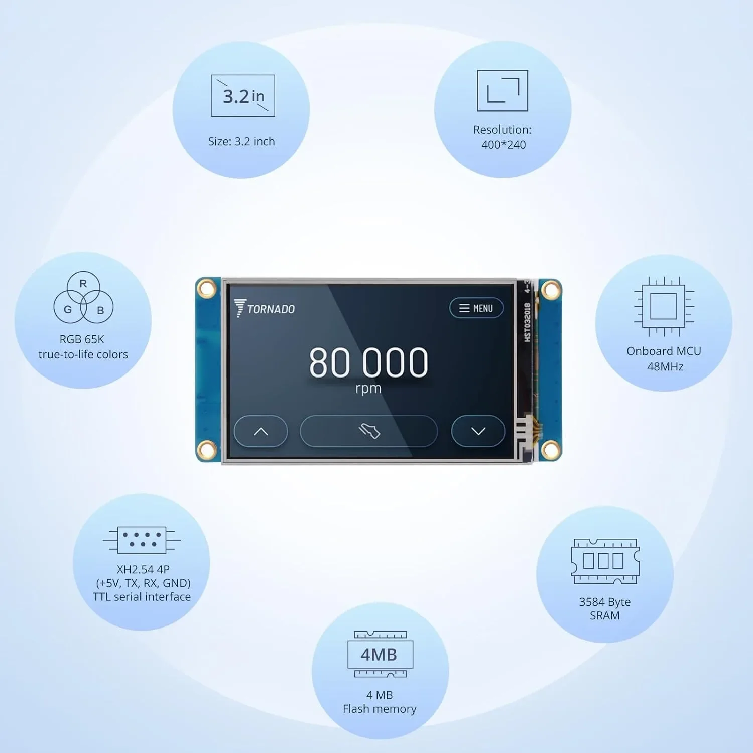 Nextion NX4024T032 3,2 polegadas HMI TFT LCD 400x240 Touch resistivo 5V para Arduino/RPi com flash de 4M e plug-and-play UART