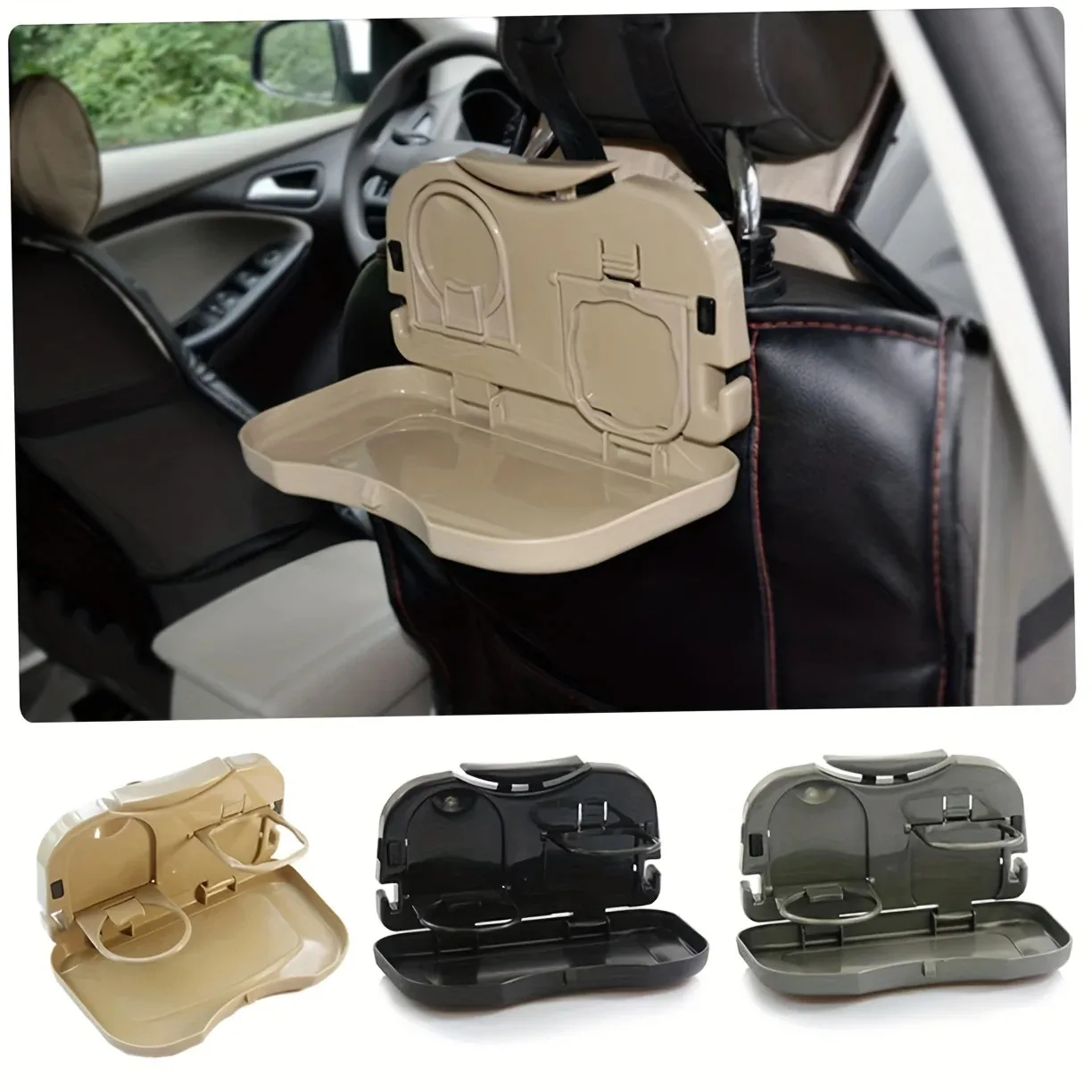 Car Mini Desk Handle Table Seat Back Holder Folding Meal Tray Drink Cup Coffee Stand Storage Case Off Road Auto Accessories