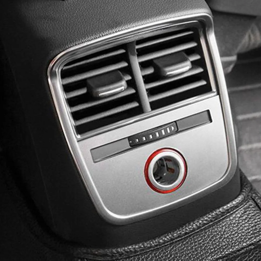 For Audi A3 8V 2014-2020 Car Rear Console Air Outlet Sticker Frame Cover Decor Stainless Steel Cigarette Panel Trims Accessories