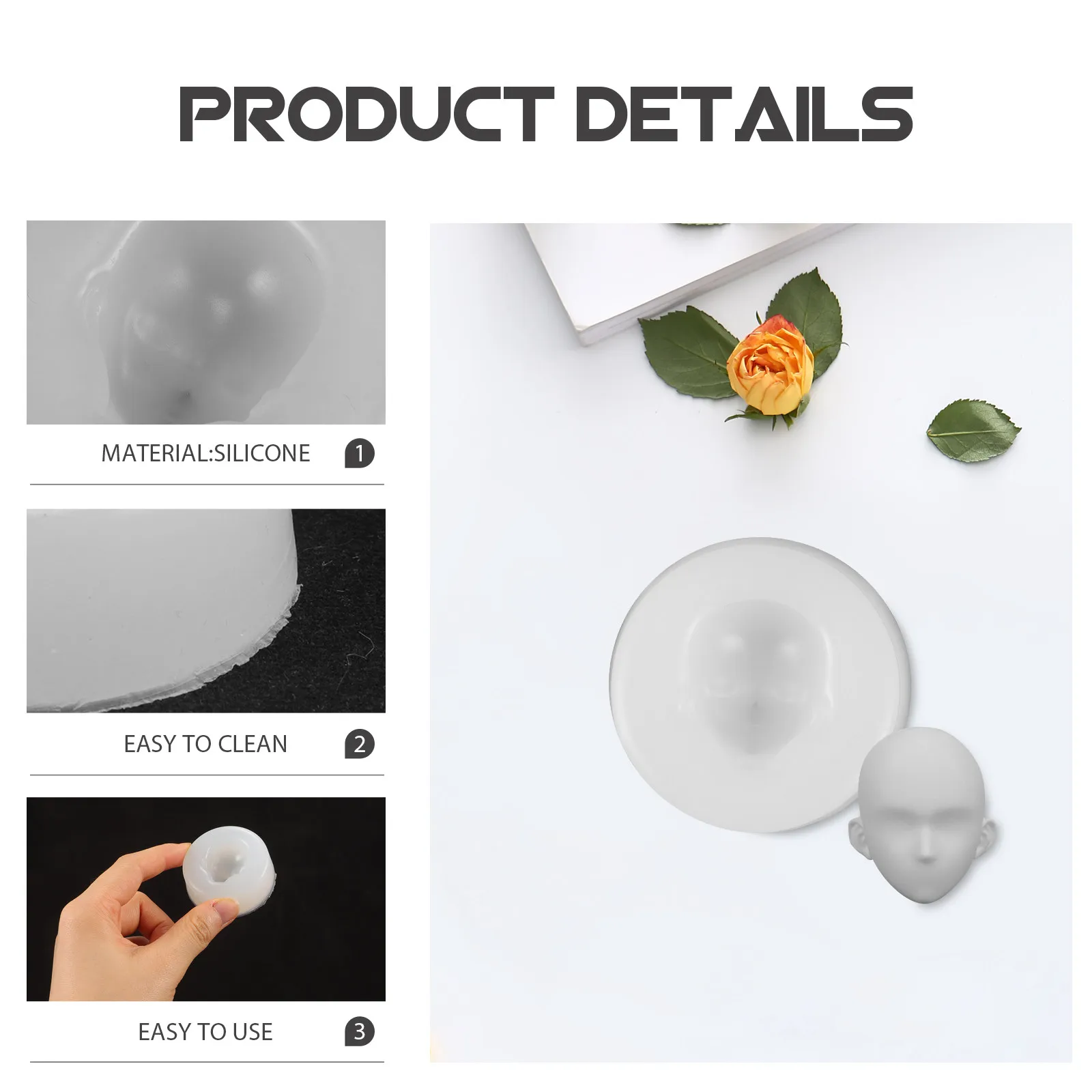 Multi Functional Silicone Head Shape Face Mold Safe Odorless Nonstick for Chocolate Candy Fondant Baking Clay Silicone Kitchen