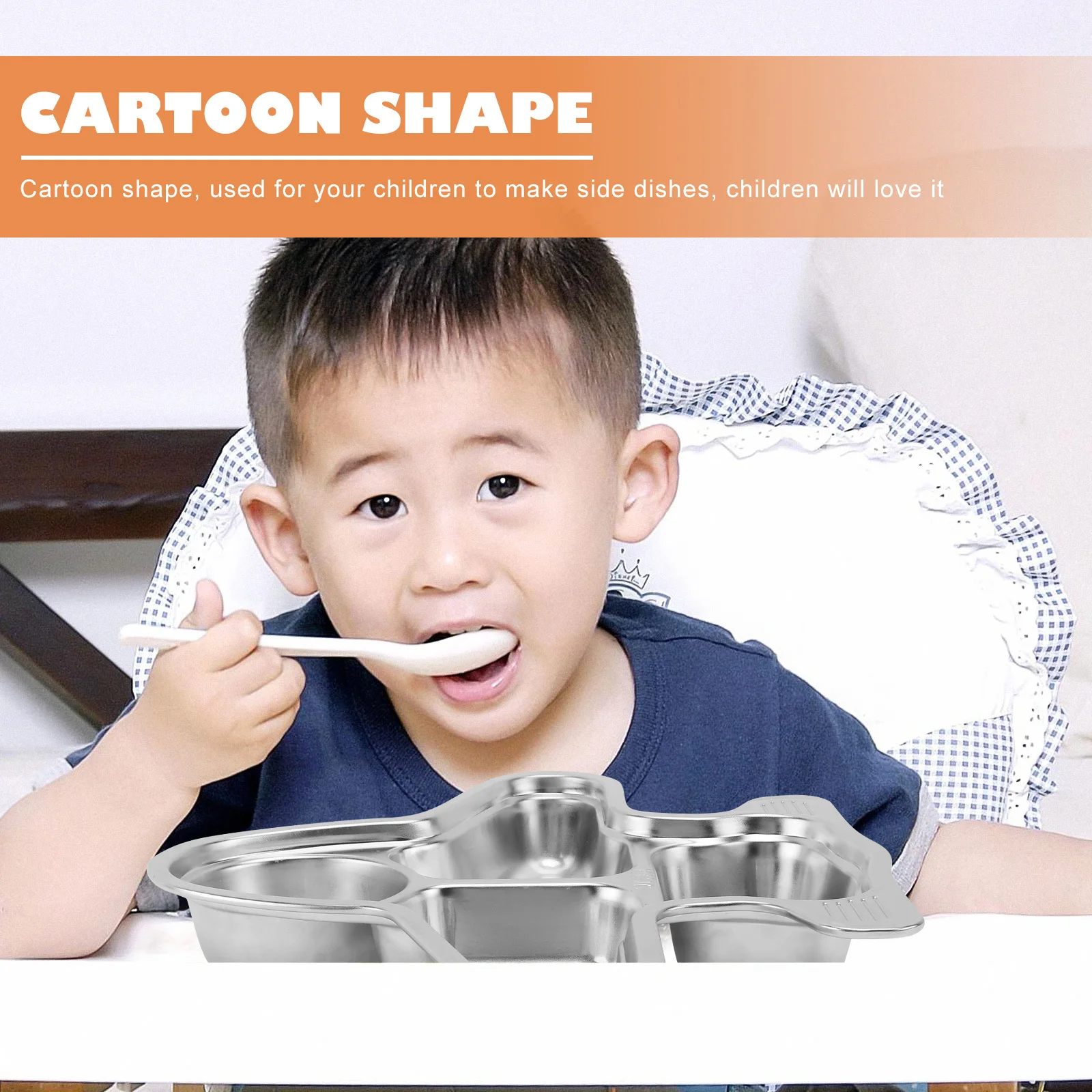 

1Pcs Cartoon Shape Lunch Tray Stainless Steel Divided Food Plate for Camping Hiking Travel Portable Meal Serving Solution