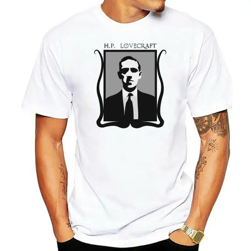 Lovecraft Portraits Design Top T-shirts Latest Round Neck Pure Cotton Men Tops Tees Top Quality Writer Novelist Image Tshirt New