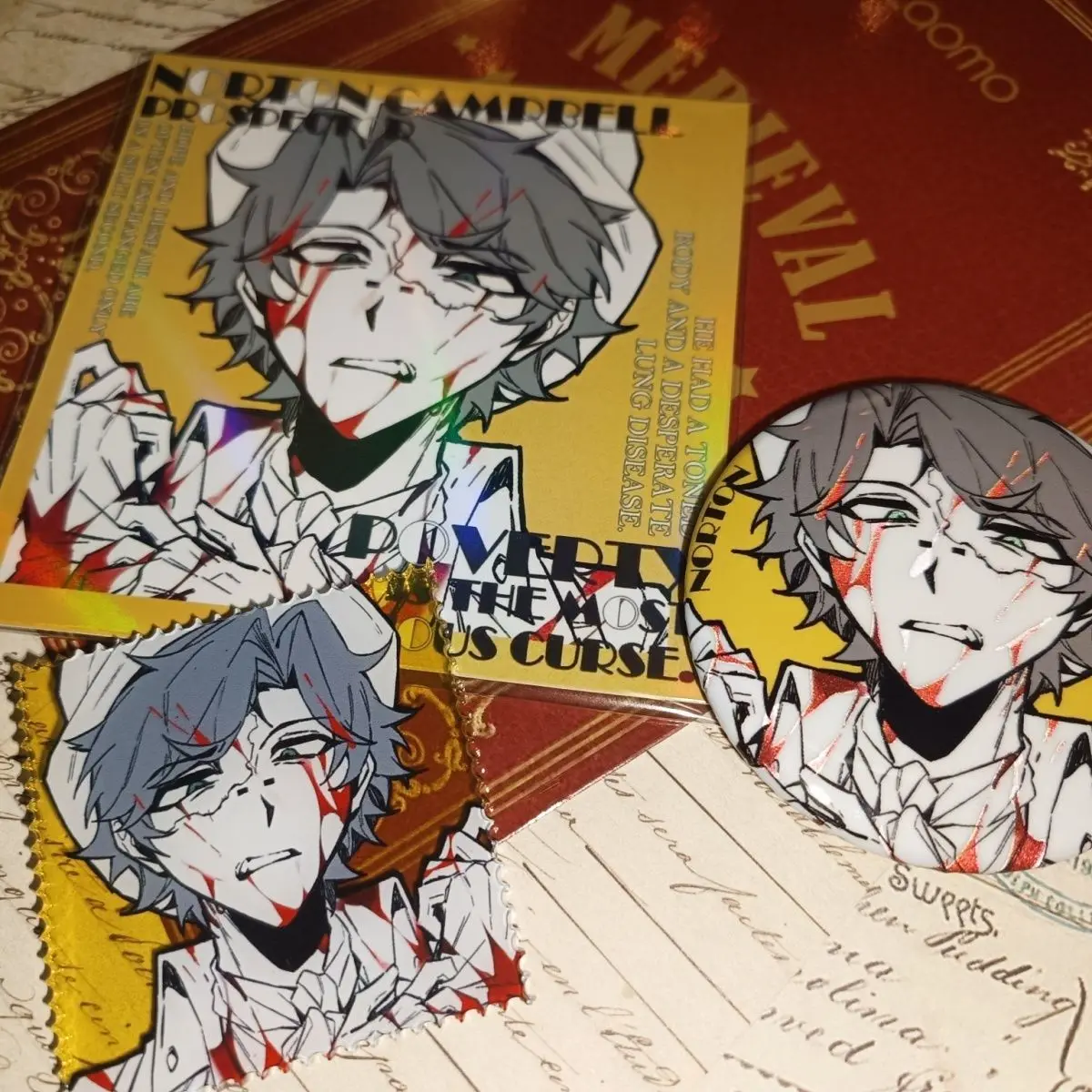 Anime Identity Ⅴ Prospector Norton Campbell Cosplay Cartoon Badge Lesser Calorie Emblem Brooch Pendant Stamp Card Mascot Gift