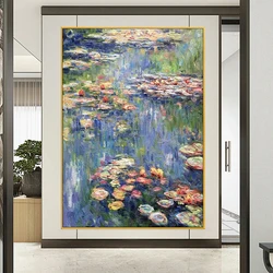 Famoso Monet Diy 5d pittura diamante fiore astratto Water Lily Lake View viola mosaico diamante soggiorno decorazione murale