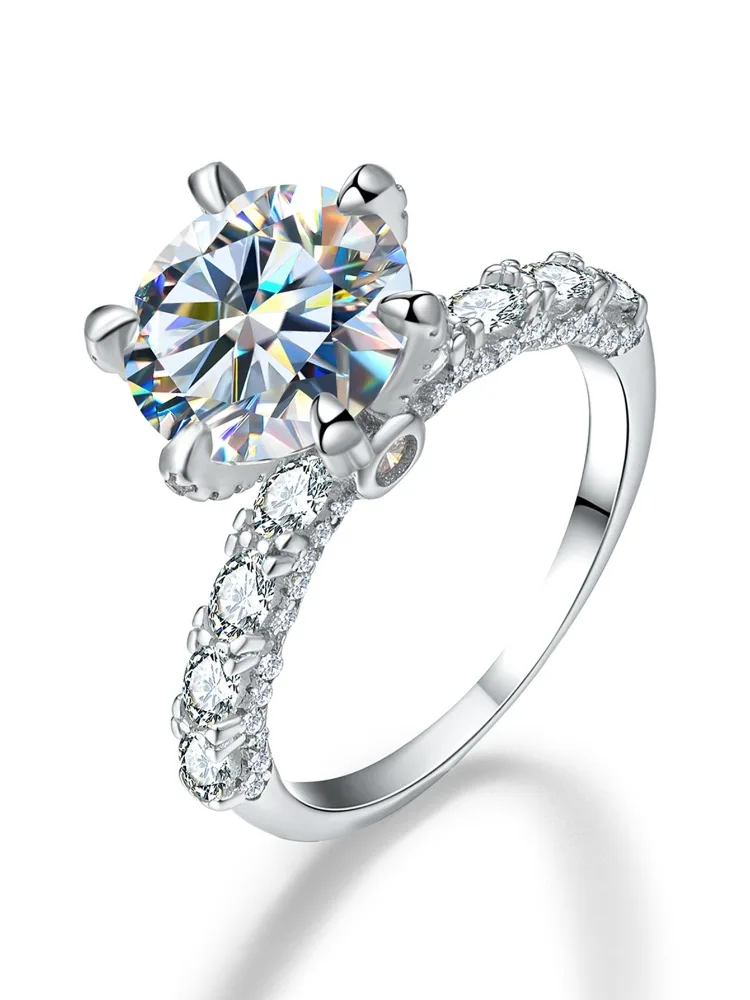 Luxuriöse 3CT Zertifizierte Moissanit-Diamant-Verlobungsringe für Damen, Modische Ewigkeits-Hochzeitsringe, Hochwertiger Schmuck – Detail 5