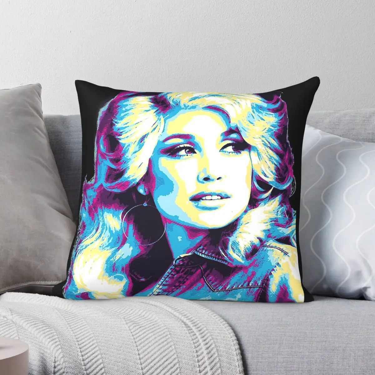 Dolly Parton Retro 80s Square Pillowcase Polyester Linen Velvet Creative Zip Decorative Home Cushion Case 45x45