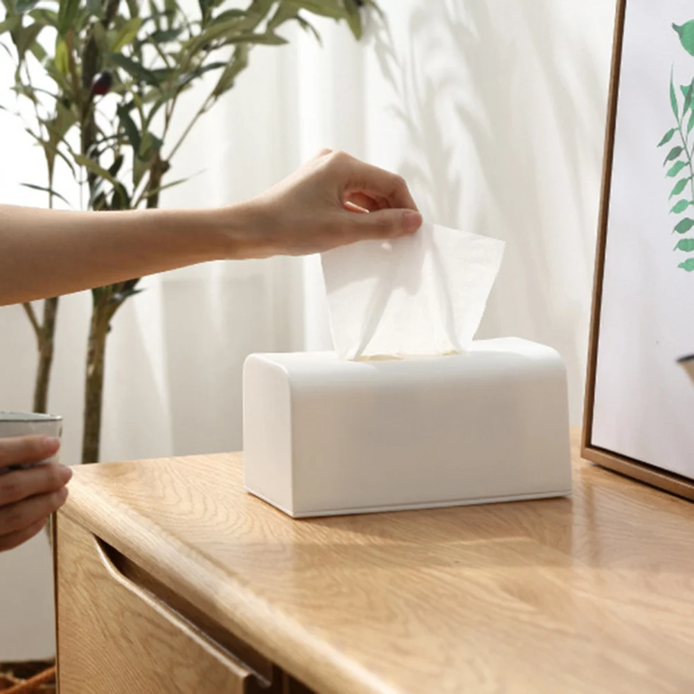 

Tissue Box Large Size White Plastic Paper Storage Organizer For Home Office Hotel Desktop Napkin Case Creative