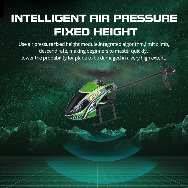 NEEBRC F03 2.4G 4CH RC Helicopter 6-Axis Gyro Air Pressure Fixed Altitude Remote Control RTR Airplane Model Toys for Kids Adults
