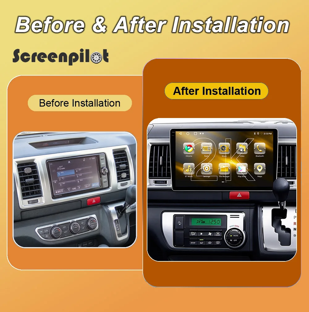 Android 16 Carplay Auto For Toyota Hiace 2004-2019 Car Radio Multimedia Video Player Head Unit GPS Navigation Stereo 2din 2 DIN