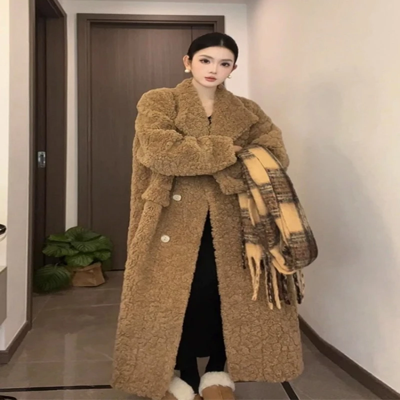 

2025 Winter Long Women Faux Fur Coat Warm Thick Teddy Fleece Oversized Cloud Like Jacket