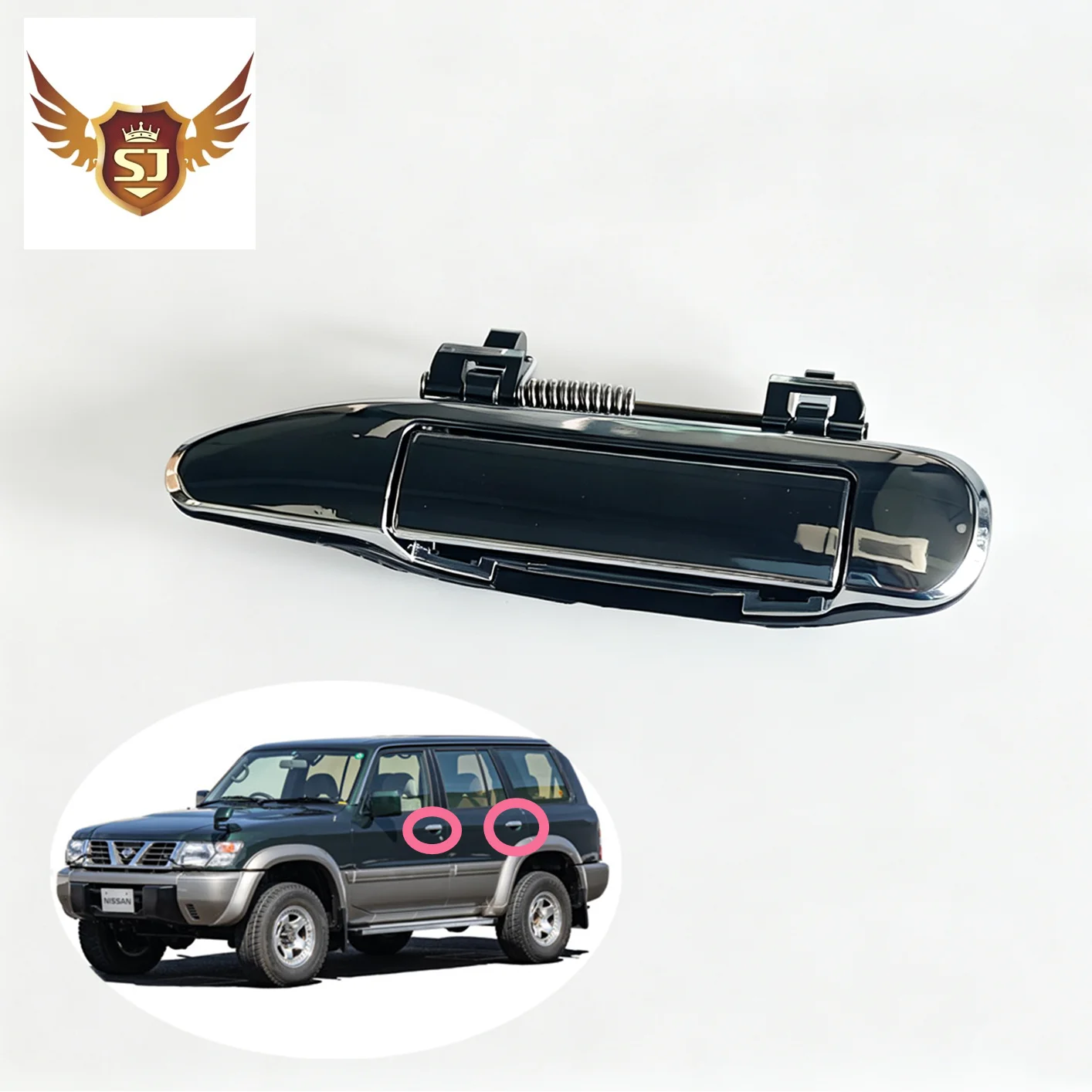 Ensemble de poignées de porte extérieures chromées noires pour Nissan Patrol Y61 GU 1997-2016, avant, arrière, droite, gauche, accessoires de voiture