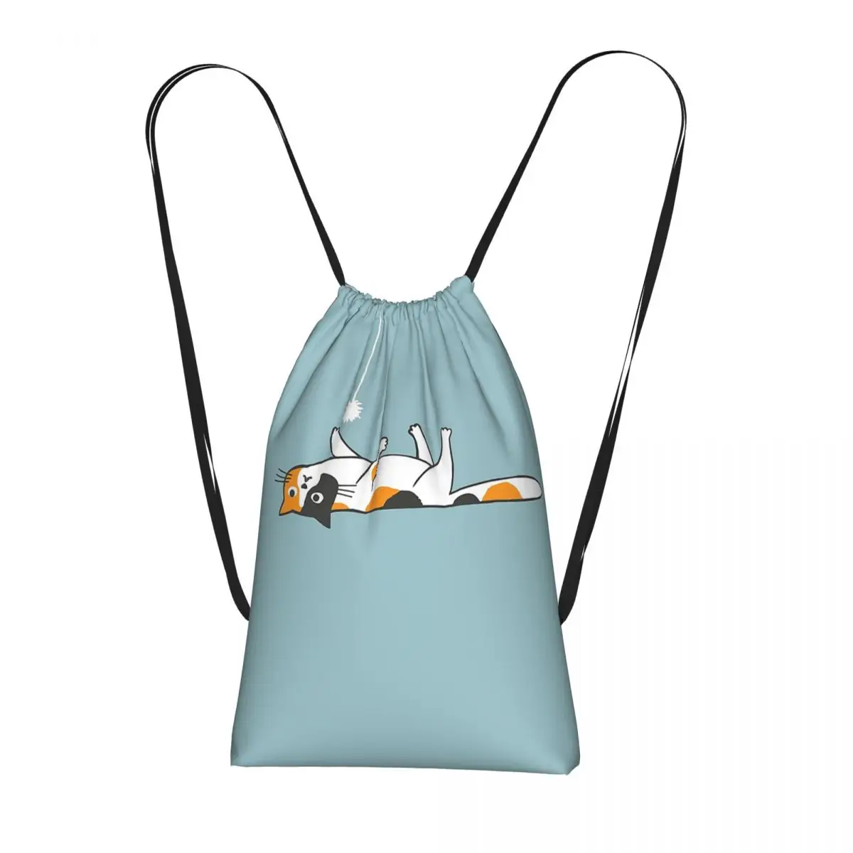 

Funny Bored Calico Kitty Cat Backpacks Casual Drawstring Bags Sports Bag Book Bags for Man Woman School