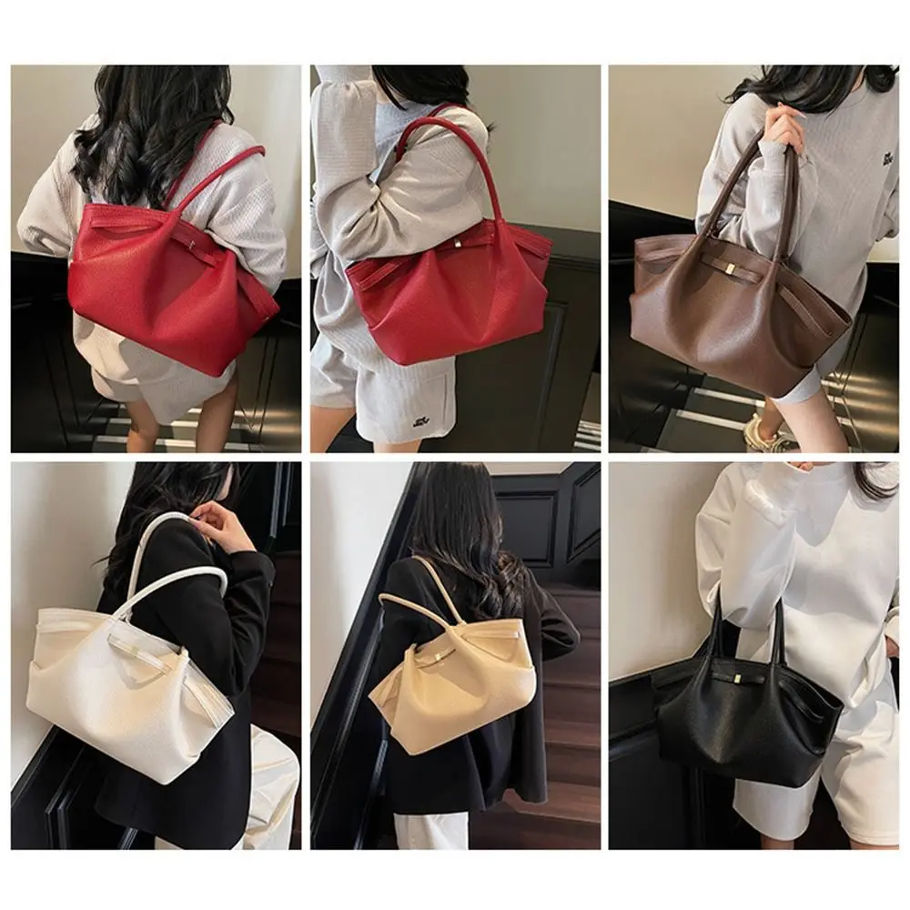 

Underarm Shoulder Bags PU Leather Large Capacity Women's Handbags Solid Color Tote Bag Travel
