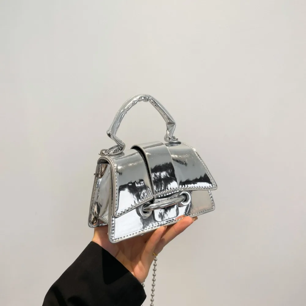 

Bright PU Leather Chic Crossbody Bag Handbag Crossbody Bag Mini Coin Purse Korean Style Solid Color Women's Shoulder Bag