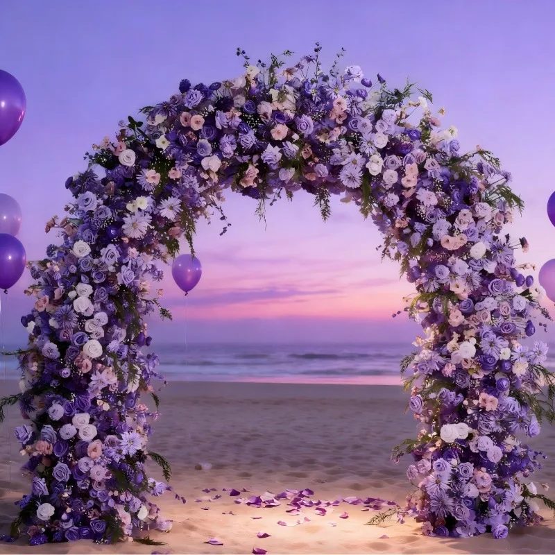 

Классическая фиолетовая арка из шелковых роз для свадеб и рождественских декораций с искусственными цветами