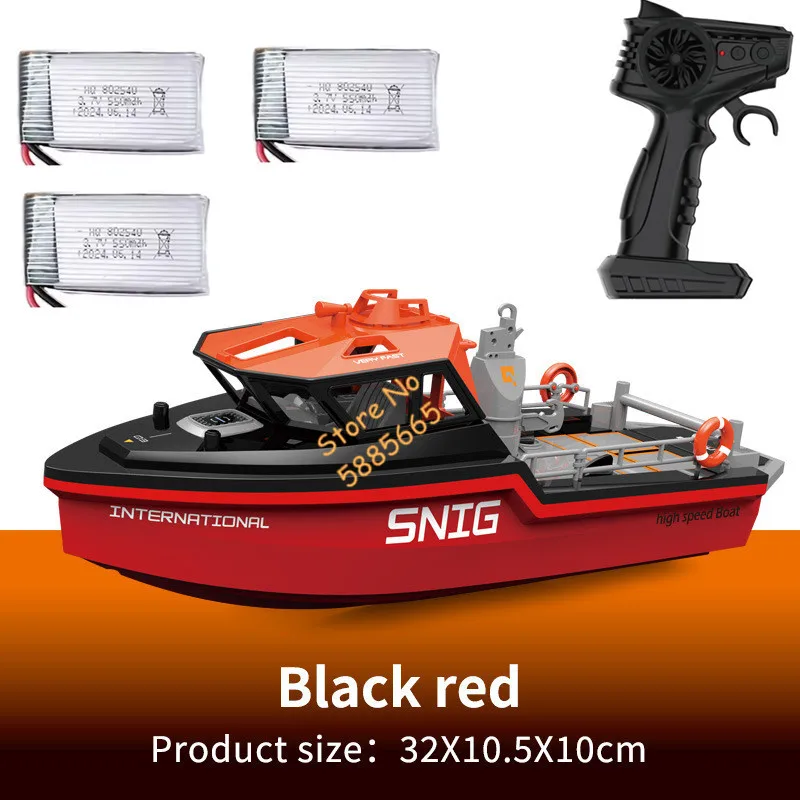 Borstelloze Sterke Macht Redding Afstandsbediening Boot Schip 2.4G 1/32 Volledige Bereik Rijden Hoge Snelheid Waterdichte Politie Jet RC boot Speelgoed