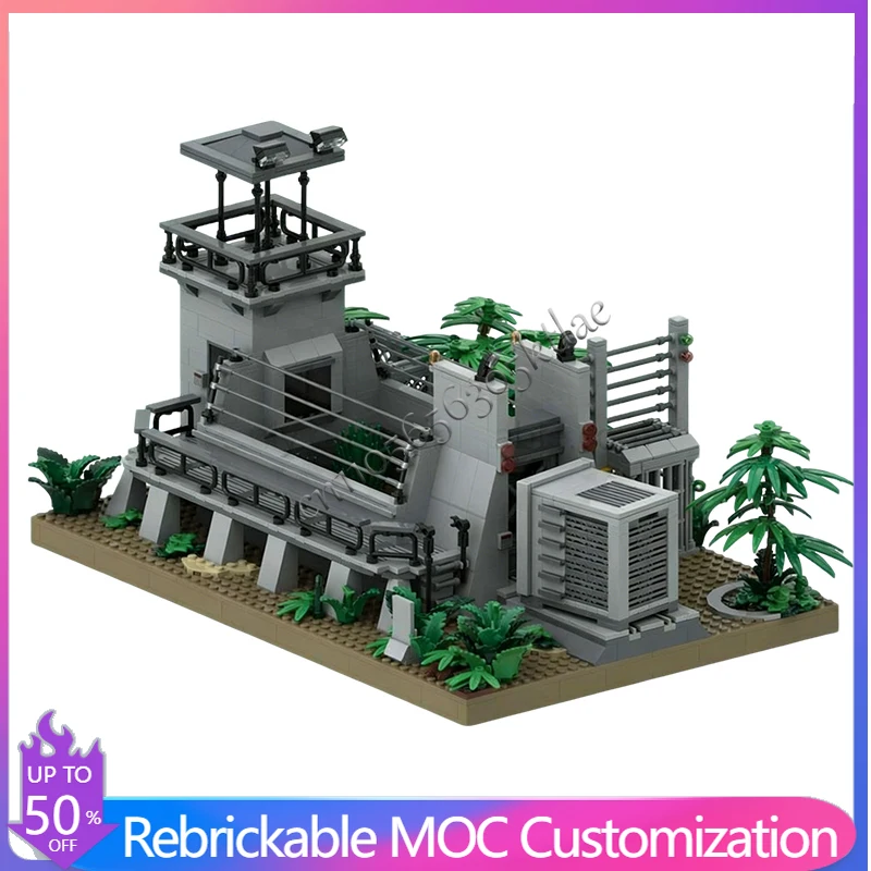 1297 Piezas, Jaula de Raptor de la Calle de las Casas, Jurassic Park, MOC, Bloques de Construcción Modulares Personalizables, Diseño Educativo, Juguete DIY, Regalo de Navidad