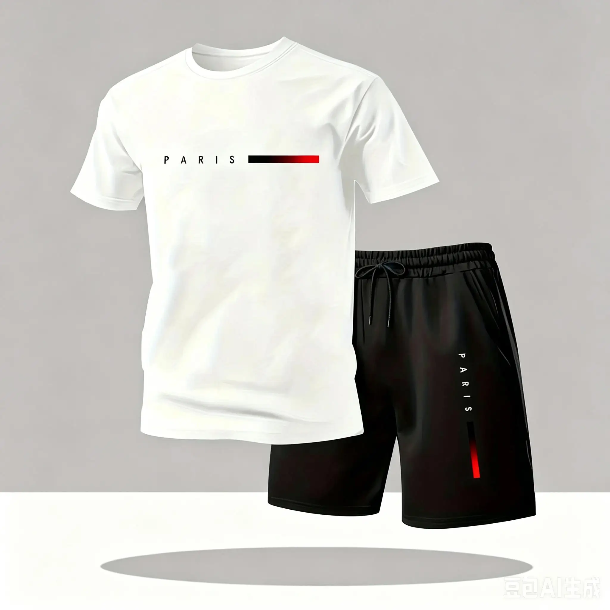 Men's Tracksuit 2 Piece ​O-neck Short Sleeve Shirt Shorts Set Men's Running Suit  mesh T shirts Man Clothing Summer T-shirt
