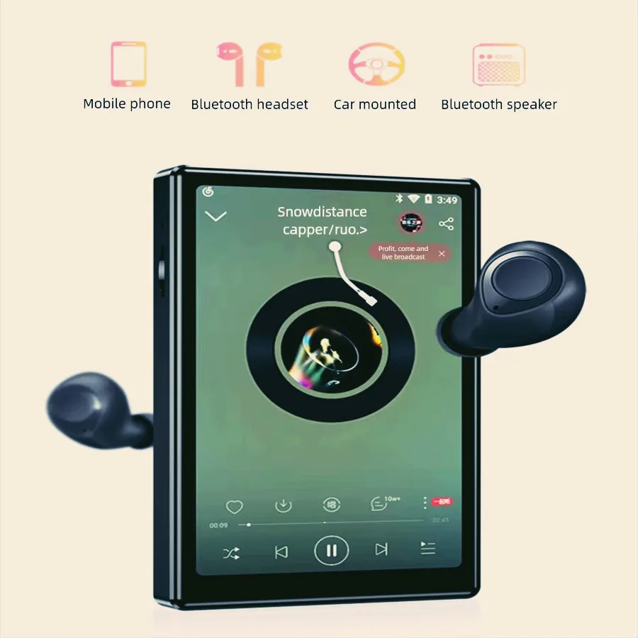 

Bluetooth Mp4-плеер 64 ГБ 4,0-дюймовый сенсорный экран Android Hi-Fi Музыка без потерь Type-C Спортивный Mp3 Walkman Диктофон FM-радио